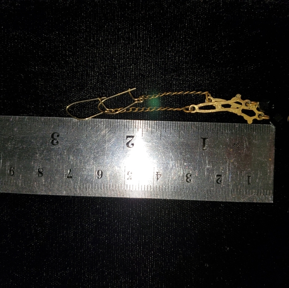 5 Pairs Vintage Brass and Glass Dangle Earrings BOHO Delicate Fillagree Lacy - Picture 10 of 12